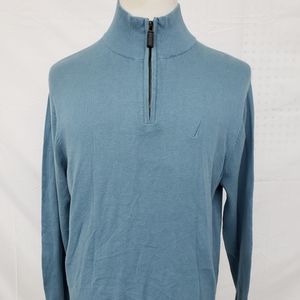 Nautica Quarter Zip Long Sleeve Sweater Blue